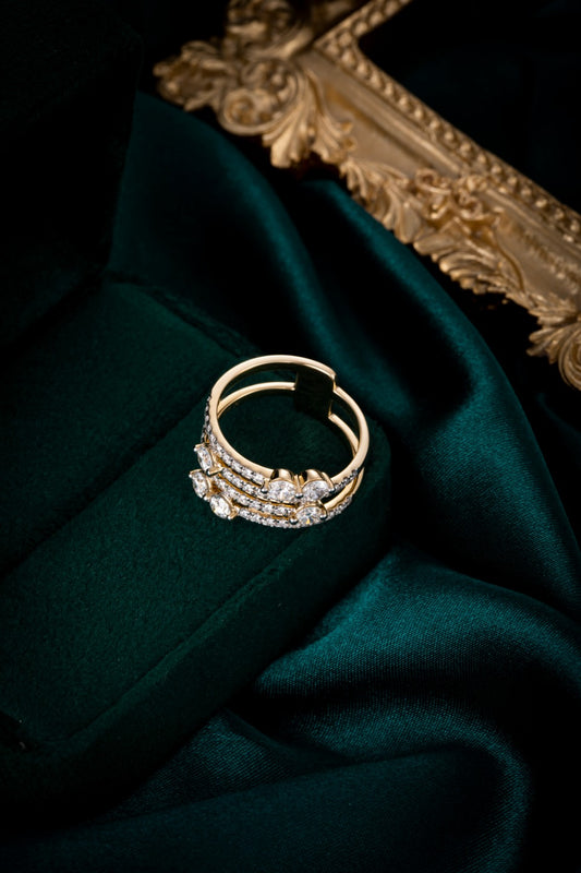 14K 金培育鑽石戒指 1.289ct - 副石奢華款 14 號 (ZBR0075)