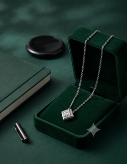 公主方培育鑽石吊咀 0.6ct | IGI 認證 | 925純銀 | 閃耀火彩