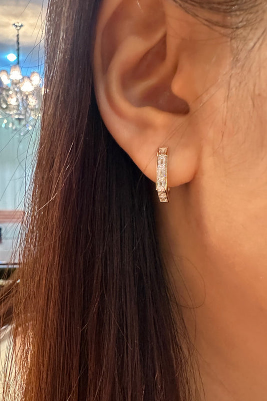 14K 黃金培育鑽石耳環 1.34ct - 12 顆副石華麗款 (ZBE0179)