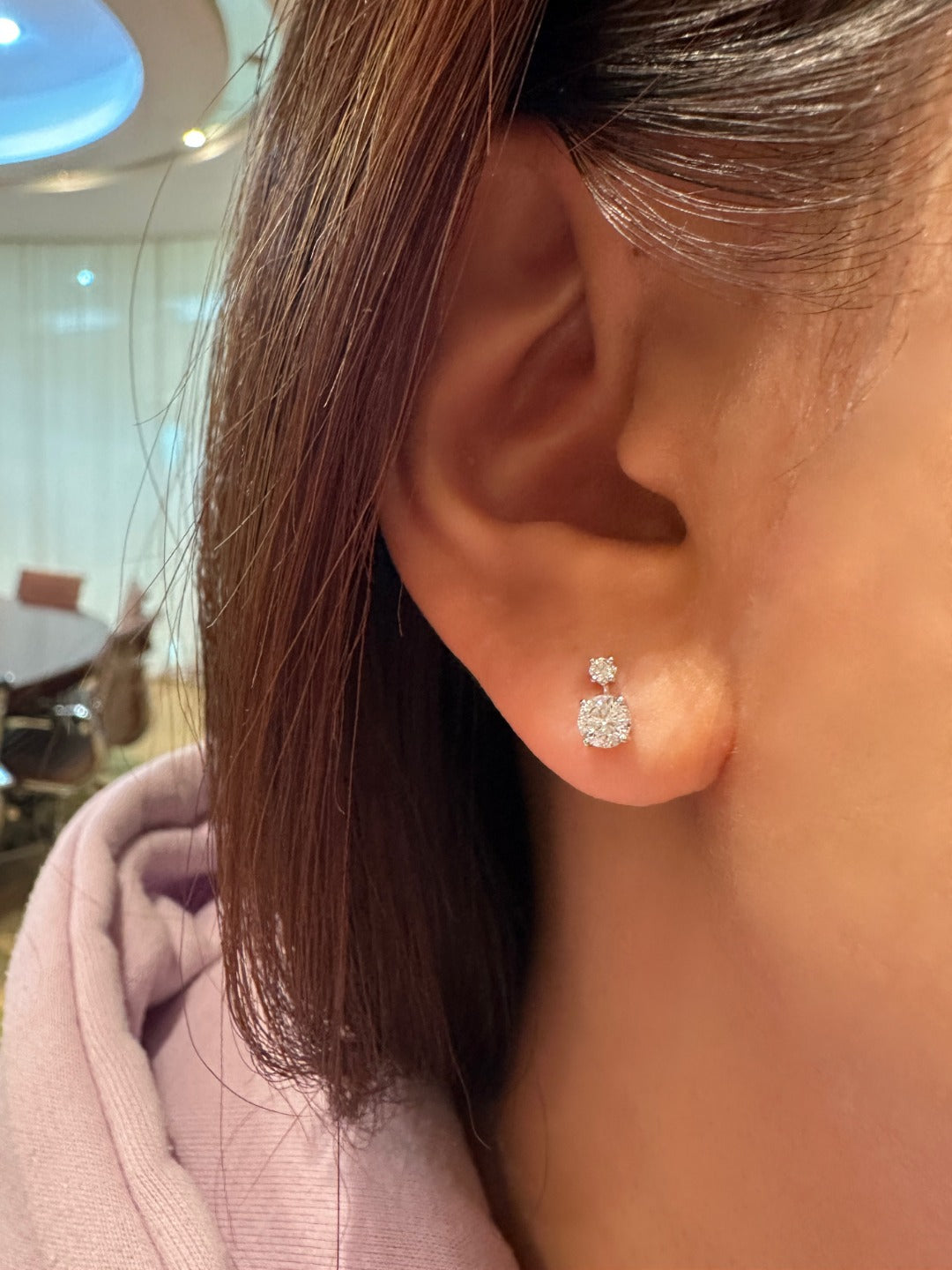 14K金培育鑽石耳環 ZBE0077 | 經典簡約設計