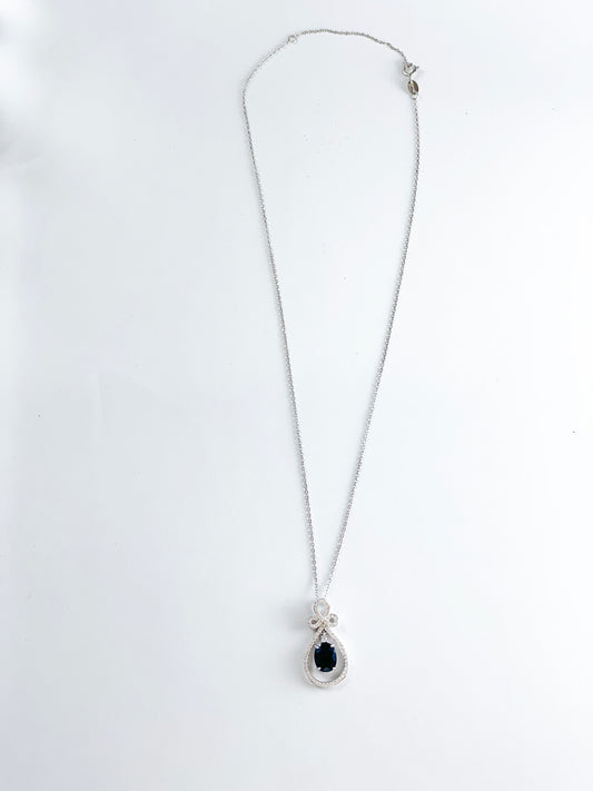 925純銀天然藍寶石鋯石吊咀