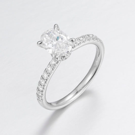 PT900 鉑金培育鑽石戒指 1.02ct - 主石配 24 顆副石奢華款 13 號 (ZBR0195)