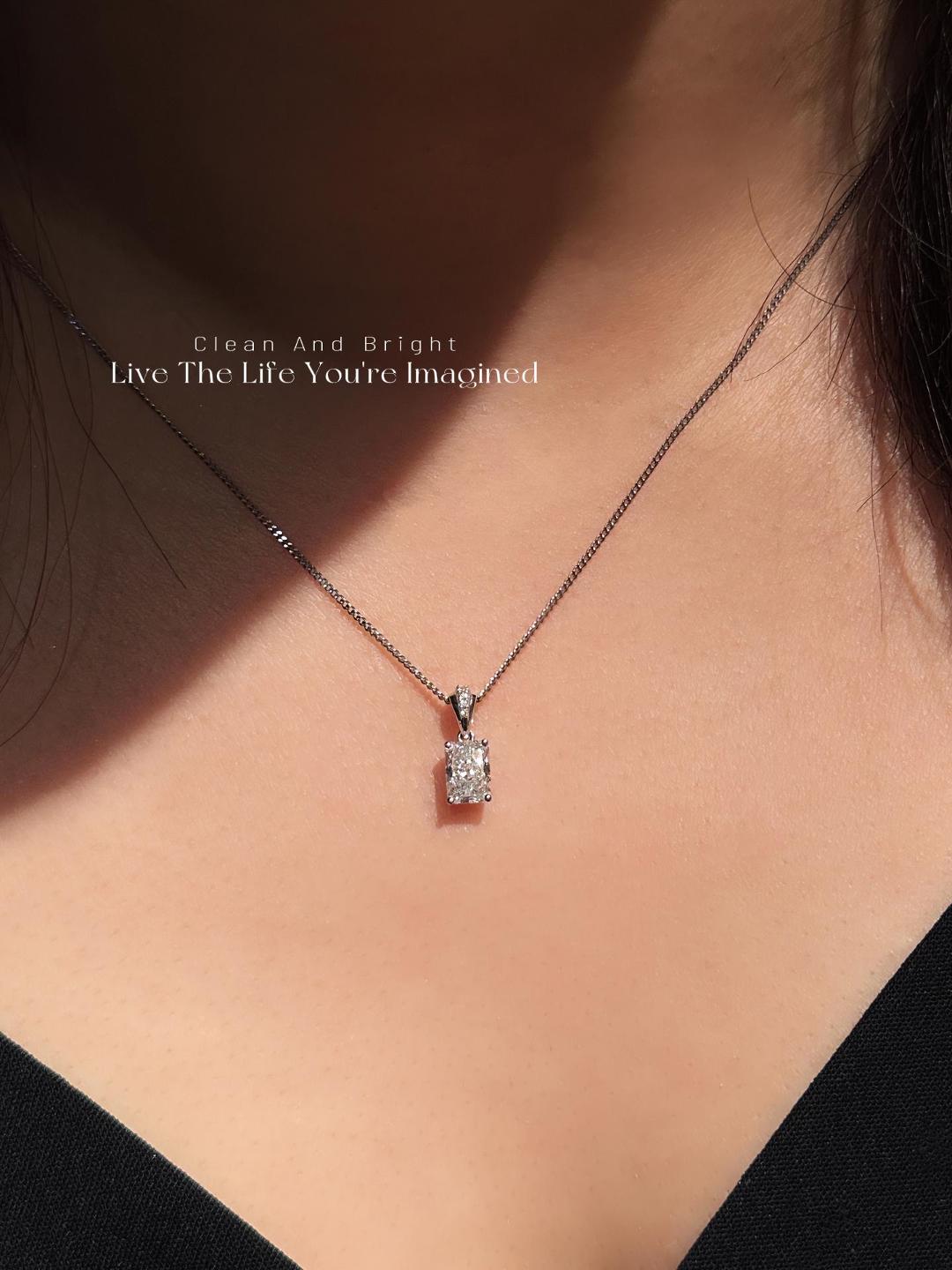 PT900 鉑金培育鑽石吊墜 0.87ct - 接近 1 克拉主石款 (ZBP0036)