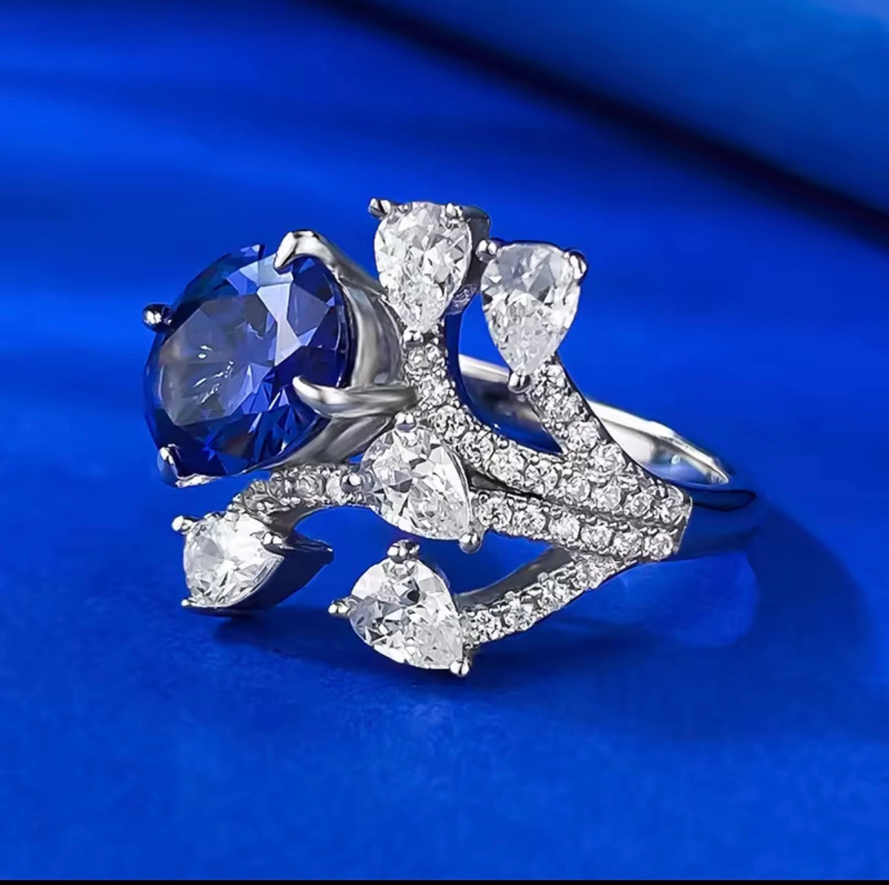 S925 純銀坦桑尼亞藍寶石戒指 | 7×9mm 橢圓切割 | 時尚通勤珠寶