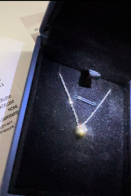 0.54卡公主方培育鑽石吊咀 | 925純銀 | 精緻珠寶