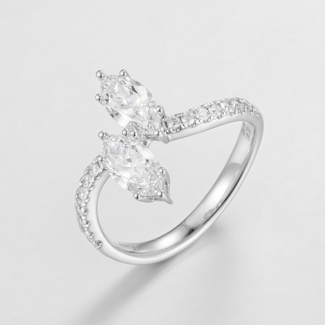 14K 金培育鑽石戒指 1.06ct 雙主石 | 13 號 | ZBR0316