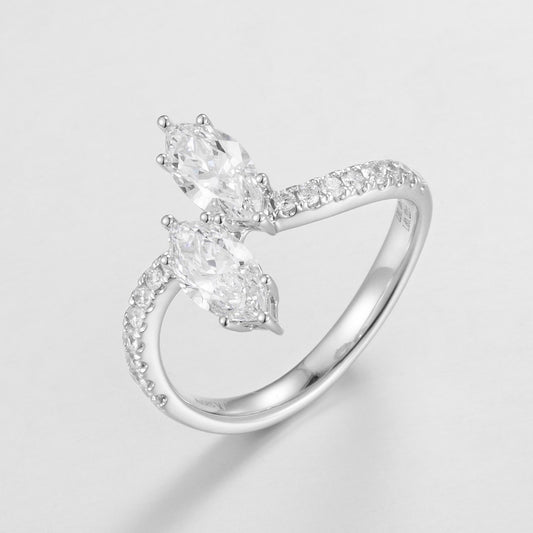 14K 金培育鑽石戒指 1.06ct 雙主石 | 13 號 | ZBR0316